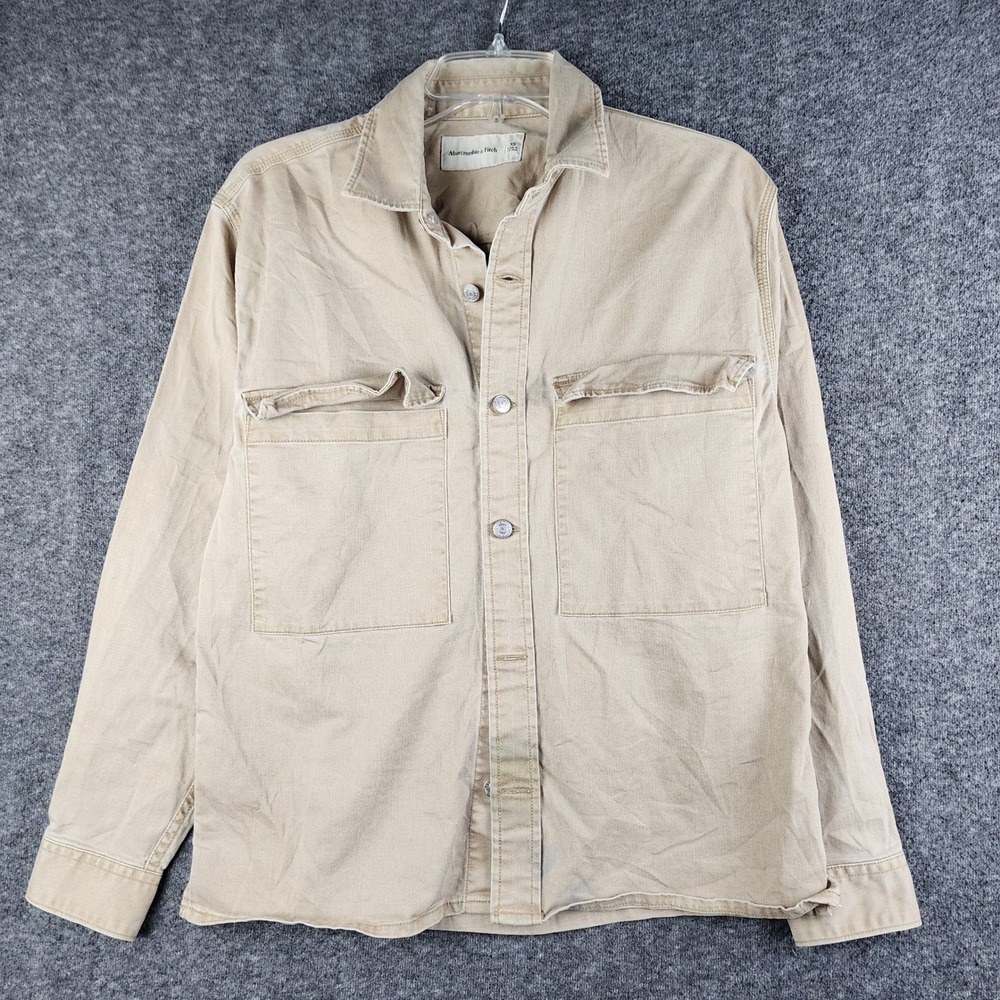 Abercrombie & Fitch Shirt Jacket Women XS Tan Khaki Utility Button Up Cotton